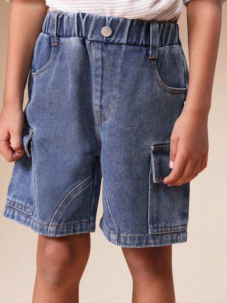 Denim-Cargoshorts mit Nahtdetails