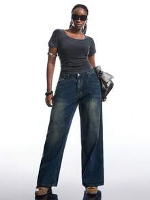 LYSMO Tricou cu mânecă scurtă, cu mânecă scurtă, cu talie încrețită, cu pliuri