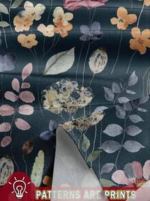 EMERY ROSE Women's Casual Elegant Flutter Sleeve Loose Blouse, Minimalist Design Suitable For Summer, Front Button Closure, Ditsy Floral, Vintage Flower Pattern Chic Blouses For Women - Dusty Blue - View 3