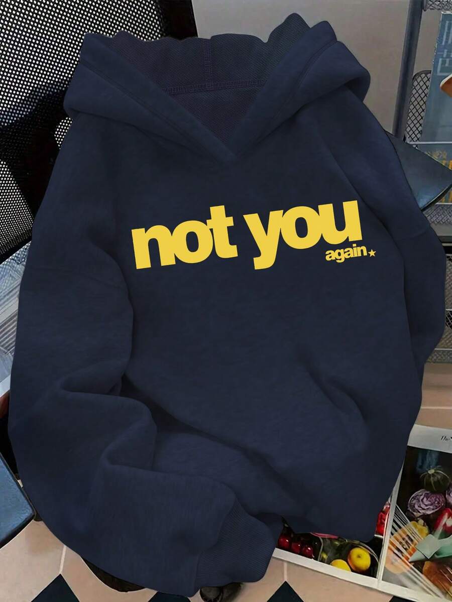 EMERY ROSE Women's Letter Print Sweatshirt, New Arrival Spring/Autumn - Navy Blue - View 1