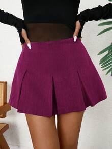 Chiquease Falda plisada elegante de color sólido para mujer en verano - Morado Violeta - Ver 5
