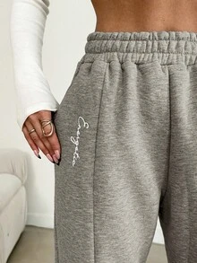 EURMUSE 100%Cotton Elastic Waistband Slanted Pocket Sweatpants - Grey - View 3
