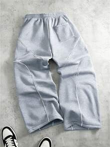 PAVTROS 男士前系带口袋简约运动裤，休闲日常穿着 - 淺灰色 - 查看 2