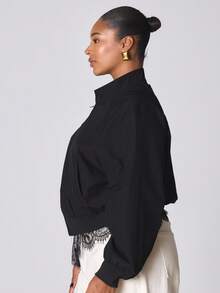 MUSERA 高领拉链短款外套 冬季新年可爱性感外出晚宴派对点缀