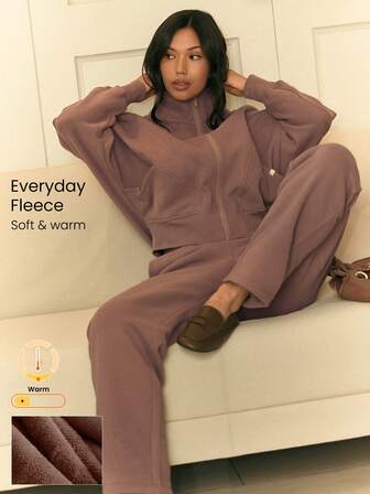 GLOWMODE Giacca con chiusura lampo completa, collo alto, maniche a pipistrello, dettagli di cuciture anteriori e posteriori, tasche, in morbido e leggero pile, per tenere caldo tutti i giorni, adatta per l'autunno e l'inverno, per uso casual quotidiano