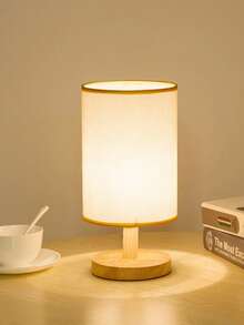 1Pc Minimalist Linen Cylinder Desk Lamp, Bedside Table Lamp, USB With Switch, Nighttime Lighting Suitable For Home Living Room Bedroom Desk Bedside Lighting Decor - Yellow - View 2