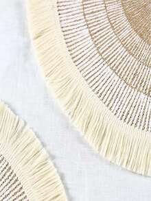 6pcs/8pcs Circular Edge Printed Linen Placemats - Multicolor - View 6