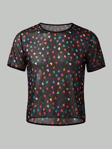 Valentine's Day Heart Mesh Men's Undershirt T-Shirt