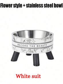 1pc Elevated Pet Bowl, Stainless Steel Dog/Cat Food & Water Bowl, Neck-Friendly Design