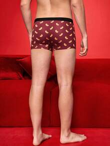 Notgurli Quần lót nam boxer dáng suông, thoải mái, màu sắc rực rỡ, họa tiết xúc xích, hot dog. - Đỏ - Xem 8