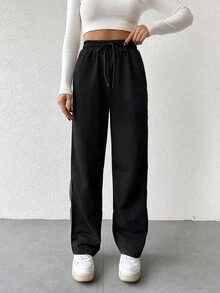 EURMUSE Women's Drawstring Waist Sweatpants - Black - View 5