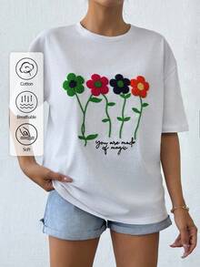 EURMUSE White T-Shirt With Embroidery Detail - White - View 1