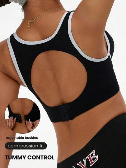 Rhythm Era Sujetador deportivo negro sin costuras para mujer de talla grande, sujetador de yoga