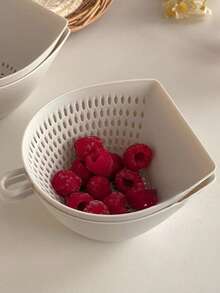 Zazumi 1set Multifunctional Hanging Double-Layer Drain Basket, Kitchen Fruit & Vegetable Washing Filter Basket, Practical Home Kitchen Essential - White - View 7