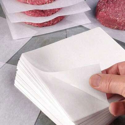 100片吸油汉堡肉饼纸，纯色圆形/方形不粘蜡纸，适用于冷冻压制肉饼，空气炸锅厨房空气炸锅衬垫空气炸锅纸空气炸锅