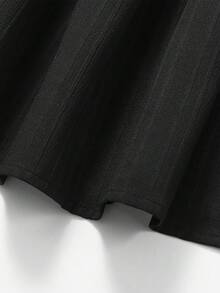 SHEIN Girls' Casual Elegant Loose Fit Patchwork Pleated Flared Skirt, Spring/Summer - Black - View 5