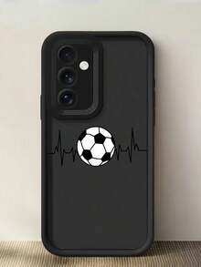 Soccer 1PC Dopamine Staircase Photo Frame Phone Case With Cute 2D Football Pattern, Compatible With Apple 12/13/14/15/16 Pro Max, Full Protective Cover, Minimalist Design, Soft Cartoon Style, Perfectly Protect Your Phone, Waterproof Shockproof Anti-Fall Scratch Resistant - Black - View 4