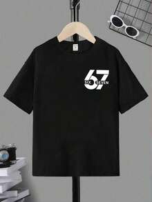 Young BoyCotton Pullover Basic Short Sleeve T-Shirt - Black - View 3