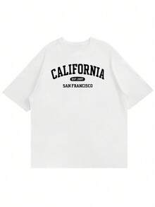 Versatile Casual Loose Fit Short Sleeve T-Shirt With Fun Print, For Vacation, Work And Everyday Wear - 白色 - 查看 3