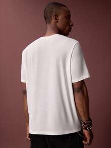 Kung Fu Panda X SHEIN Men's Casual Everyday Commute Cartoon Print White Short Sleeve T-Shirt, Summer - White - View 2