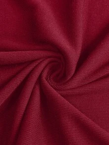 SHEIN Pregnant Women Solid Color Draped V-Neck Ruched Fitted Long Sleeve Elegant Dress - Burgundy - View 7