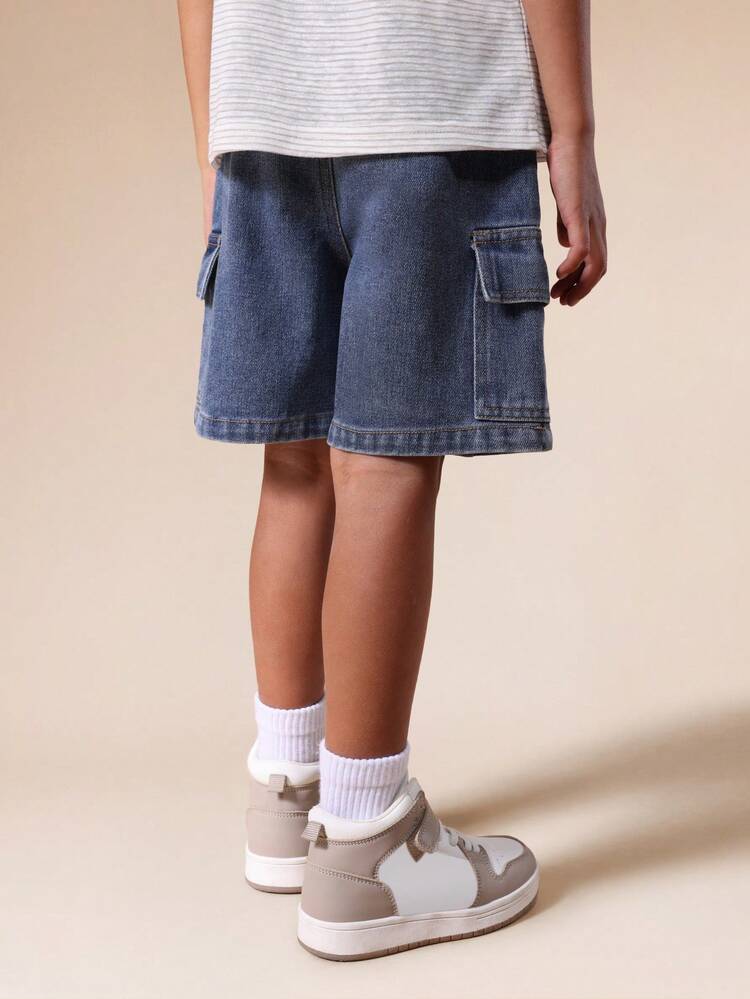 Denim-Cargoshorts mit Nahtdetails