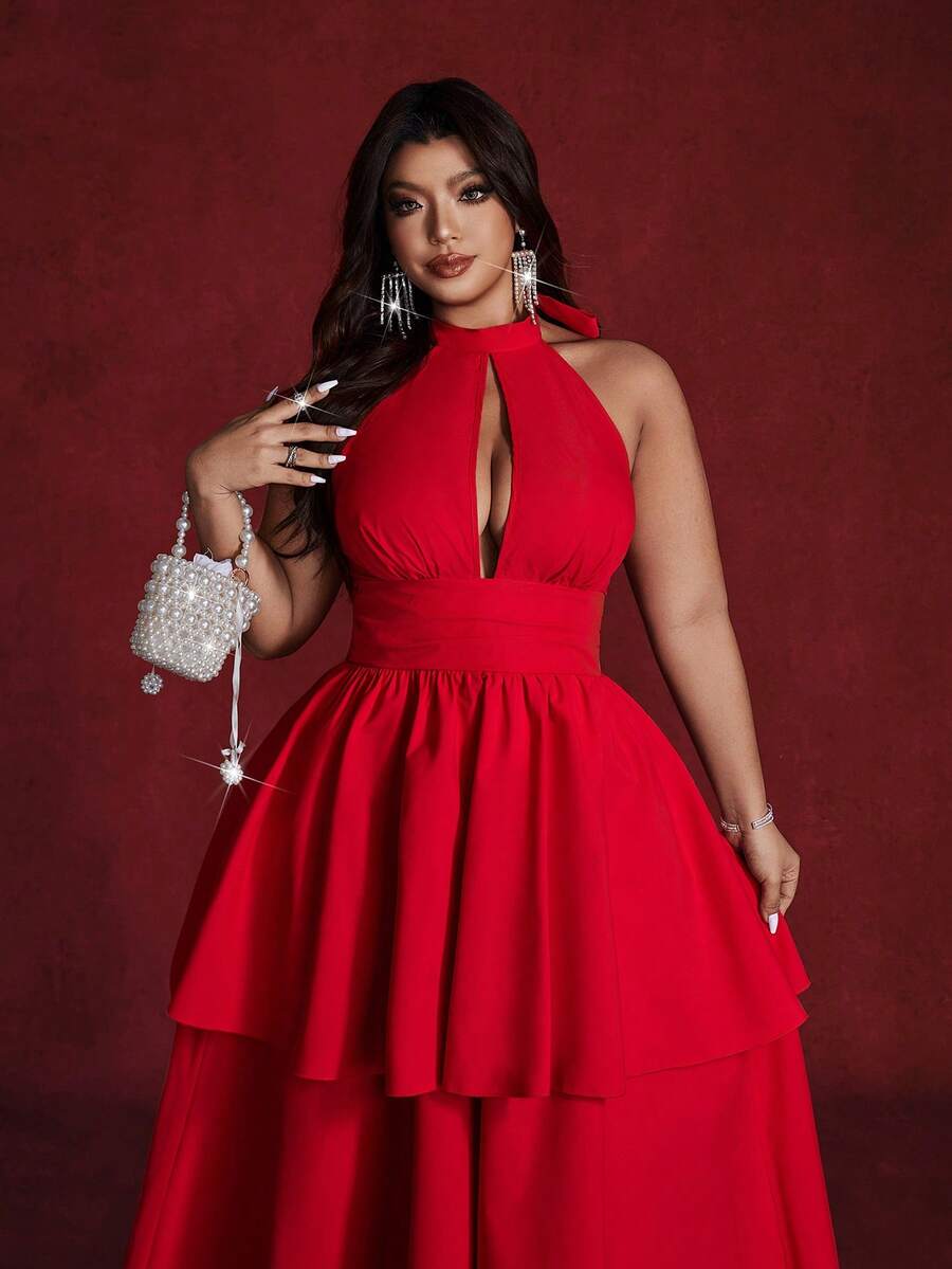 Viva Relle Valentine Plus Size Sexy & Elegant Backless Halter Dress ...