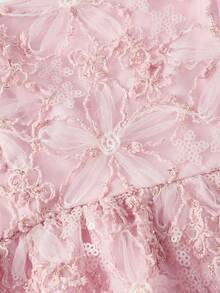 SHEIN MOD Romantic Pink 3D Embroidered Camisole Top.Pink Lace Peplum Top Floral Embroidery Delicate Straps Sweetheart Neckline Sheer Overlay Subtle Shimmer Lightweight Feel Elegant Style Feminine Silhouette Airy Texture Romantic Charm Flared Hem Intricate Pattern Gentle Drape Soft Appearance Pastel Tone Graceful Look Sculpted Bodice Sparkly Accents - Pink - View 5