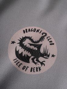 SHEIN How to Train Your Dragon Tween Boy Casual Letter & Dragon Print Crew Neck Sweatshirt, Autumn - رمادي - مشاهدة 5