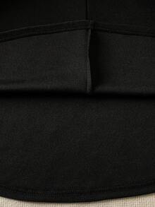 Elladie kids Christmas Fashionable Cute French Stylish 3D Floral Ribbed Long Sleeve Princess Dress Elegant Girl Dress Long Sleeve Black Dress Girl Black Dress Flower Embellishment Dress - Black - View 5