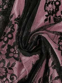 Rometta Chân váy midi ren hoa thanh lịch dành cho nữ cỡ lớn, cạp chun co giãn. - Hồng - Xem 3