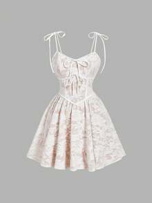 SHEIN MOD 女士镂空系带优雅时尚吊带迷你连衣裙 - 白色 - 查看 8