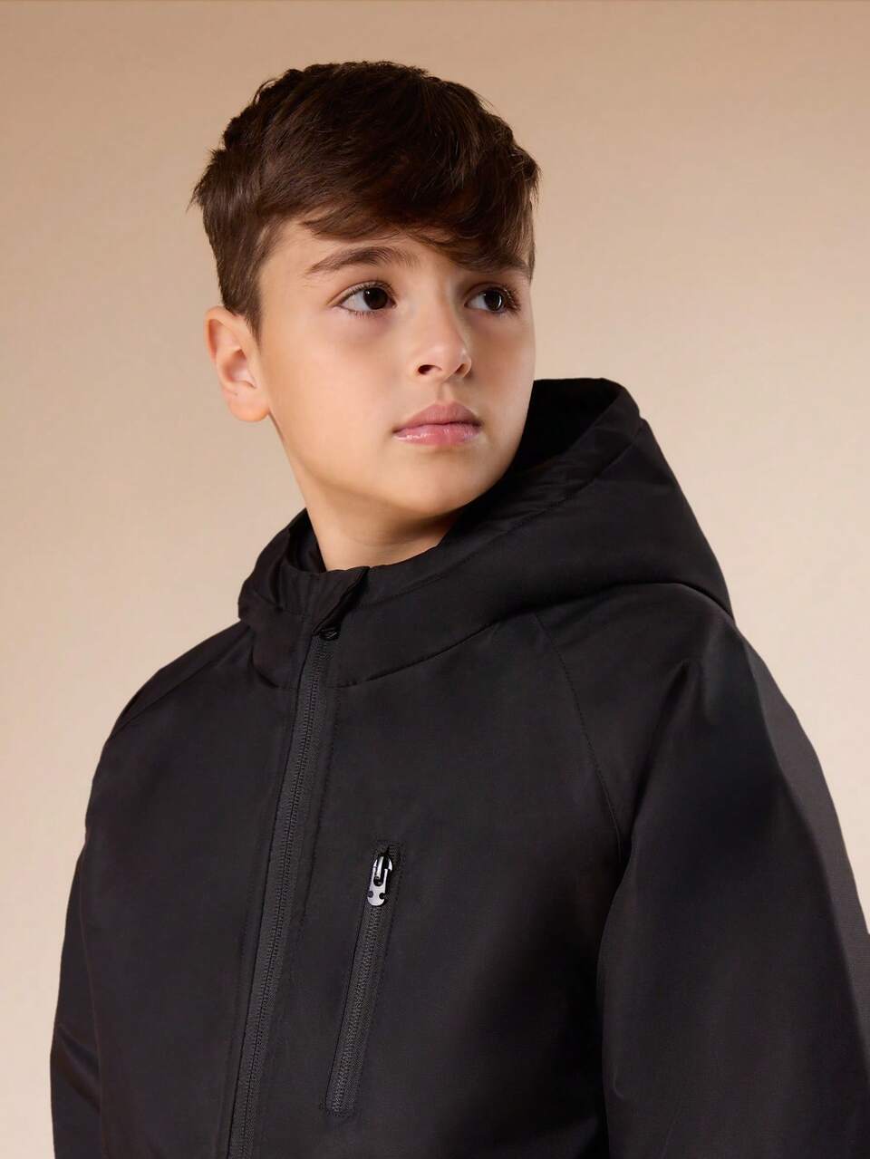 Hooded Puffer Coat With Zip Front