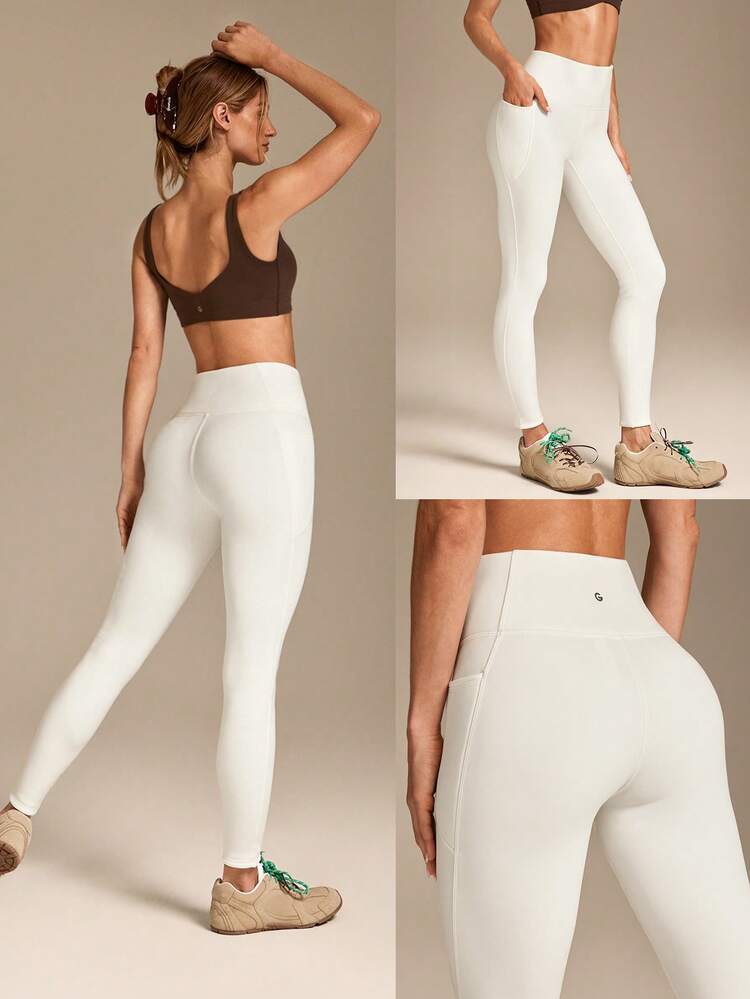 Leggings de cintura alta con bolsillos laterales ultragruesos de polar fleece de 26" para uso diario y actividades al aire libre en otoño e invierno