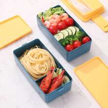 Microwave Heating Special Lunch Box, Double-Layer Bento Box, Office Worker Lunch Box, Plastic Lunch Box, Separated Sealed Lunch Box - Multicolor - View 8