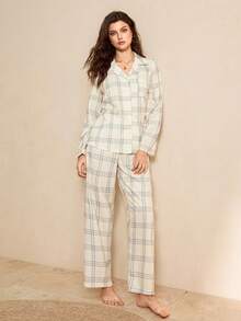 标准尺码女士英伦风翻领长袖连体裤，可作外套穿着 - 杏色 - 查看 5