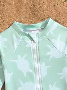 SHEIN Newborn/Infant Boys' Zipper Rash Guard Swimsuit, Summer Beach Vacation Outfit Infant Rash Guard Swimsuit Baby Boy Rash Guard Baby One Piece Swimsuit Ocean Baby Clothes Baby Boy Swimsuit Long Sleeve Swimsuit With A Small Sea Turtle Pattern Baby Swimsuit Set Long Sleeve Baby Beach Clothes Baby Boy Swimsuit Zipper Long Sleeve Baby Swimsuit Baby Swimwear Baby Boy Rash Guard Baby One Piece Swimsuit Long Sleeve