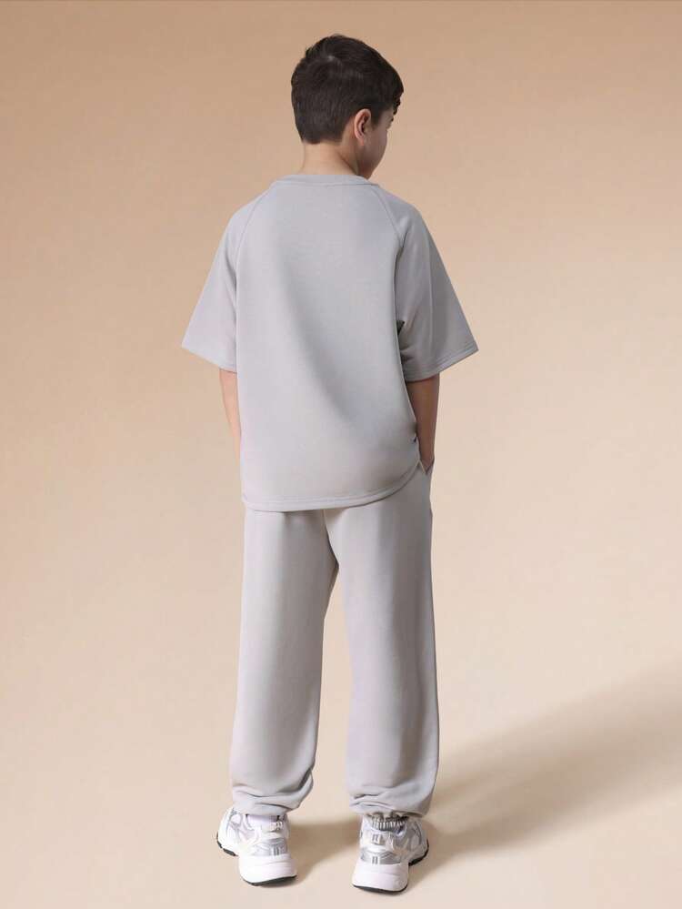 Crew Neck Tee And Jogger Set With Logo