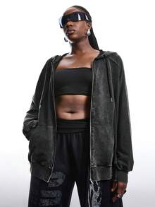 LYSMO Plus Size Vintage Distressed Cotton Hoodie Jacket Graduation,Back To School Outfits,Graduation,Teacher Outfits For Women,Back To School Winter Fall Autumn