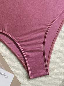 Swim Chiccia Bộ đồ bơi bikini một mảnh màu vàng ôm sát có dây đeo dày có thể điều chỉnh cho mùa xuân/hè 2026 dành cho nữ - Màu tím - Xem 7