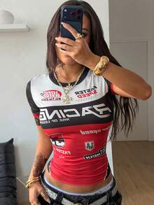 Coolane Áo bóng rổ in chữ phong cách đường phố mùa hè dành cho nữ màu trắng Brazil - Nhiều màu - Xem 3