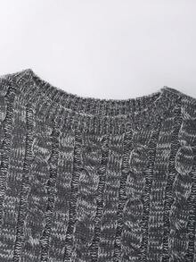 Franclia Suéter de cuello redondo de manga larga de unicolor y minimalista para mujer, para uso diario - Iron Gray - Ver 6