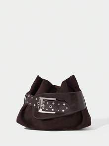 SHECARRY Ladies' Stylish Soft Clutch With Belt Buckle Trim Details - Coffee - View 2