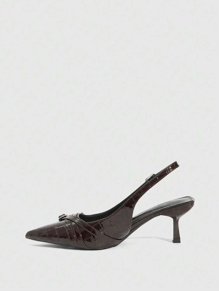 CUCCOO SZL Pointed Toe Stiletto Strap Leopard Print High Heels Ladies Fashion Shoes BURGUNDY Heels Spring Shoes Spring Break Easter Valentine's Day