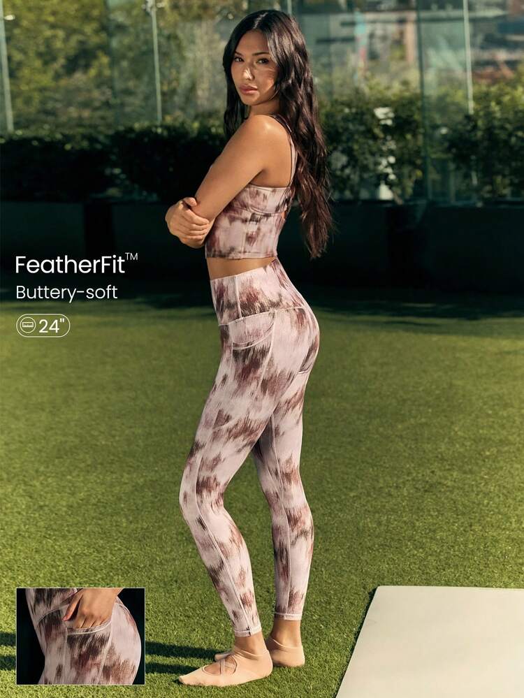 Leggings vita alta con tasche laterali FeatherFit™ da 24"