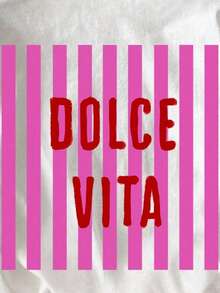 SHEIN 女士休闲日常通勤字母条纹印花宽松落肩短袖白色T恤，夏季 - 白色 - 查看 5