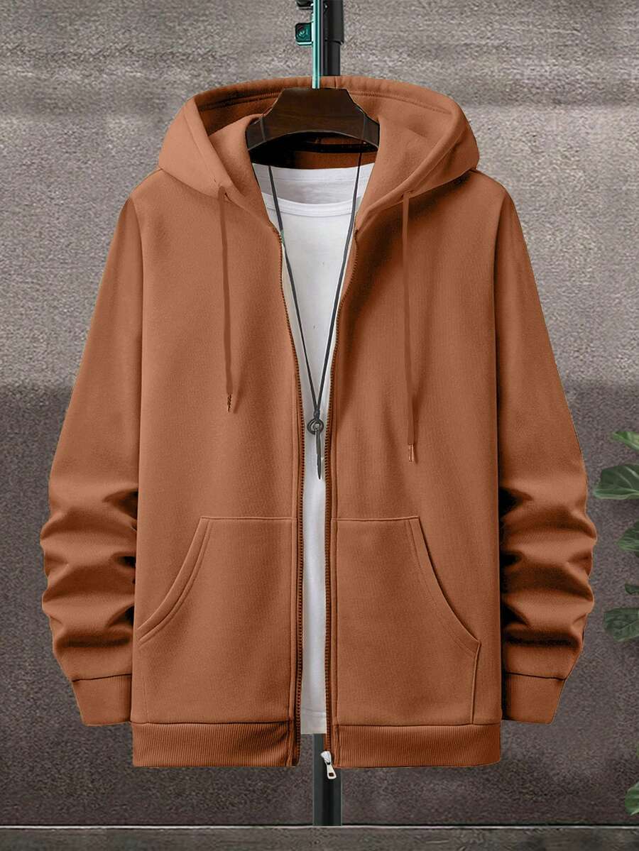 EURMUSE Áo hoodie trơn màu thường ngày dành cho nam, đa năng cho mùa thu/đông - Lạc đà - Xem 1