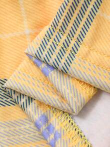 Dazy Kids 少女标语卡通狗印花圆领T恤和格子裤睡衣套装（春季款） - 深灰色 - 查看 8