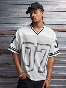 Áo thun lưới dáng rộng cổ chữ V tay ngắn phong cách hip hop thường ngày AXEPEAK dành cho nam - Xám - Xem 3