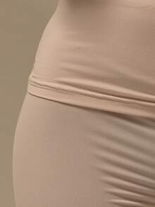 MUSERA ESSENTIALS Fold Over Waist Elasticated Fitted Flare  Fits Everyone Leggings Coord Bottoms Only Cosy Lounge Cute Sexy Everyday Lounge Essential Casual Summer - Baby Pink - View 6